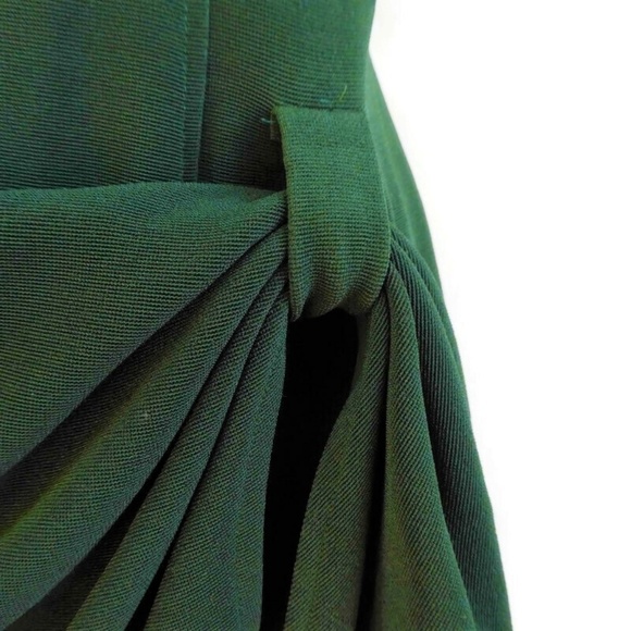 Betsy & Adam Dress Vintage 70s Emerald Green Medallion Faux Wrap USA 14 - Picture 5 of 8